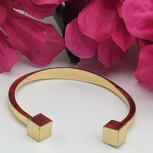 J. Crew Jewelry - J. Crew Gold Tone Cube Charm Open Cuff Bracelet 6 Inches Size Small